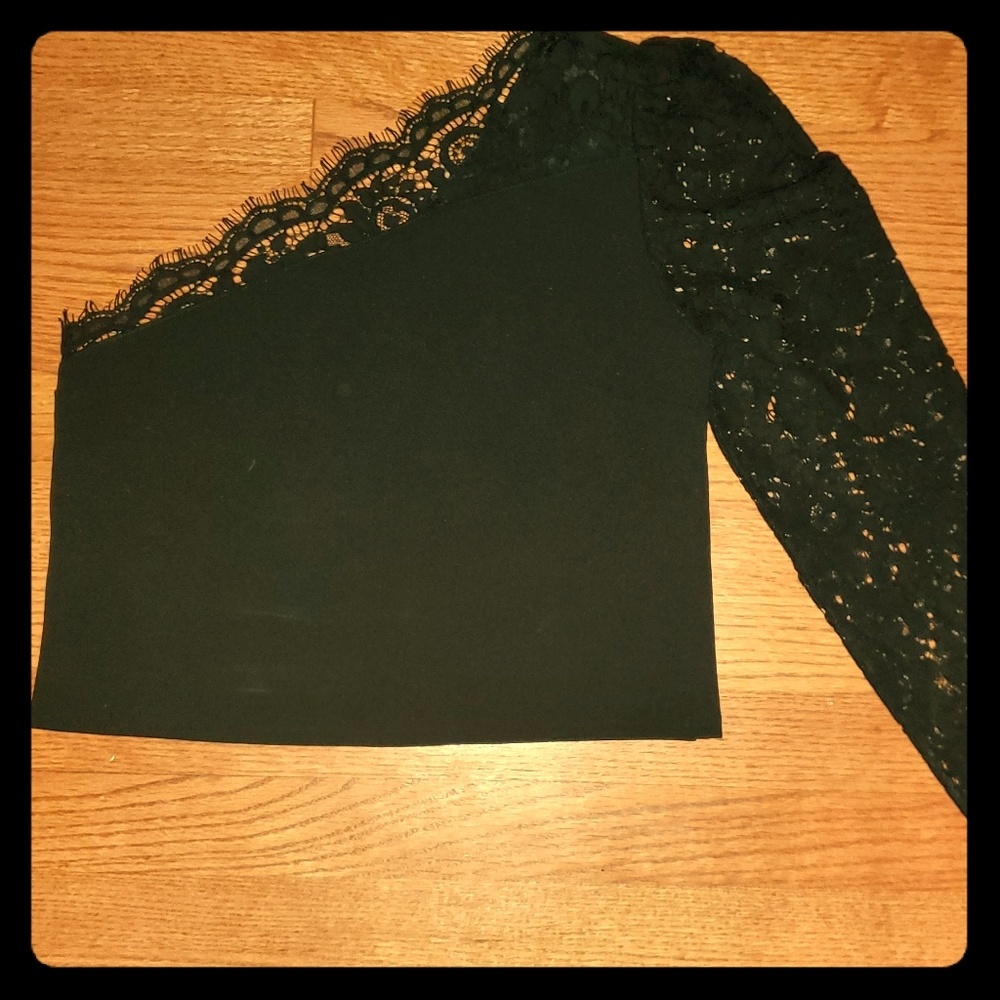Black lace crop top